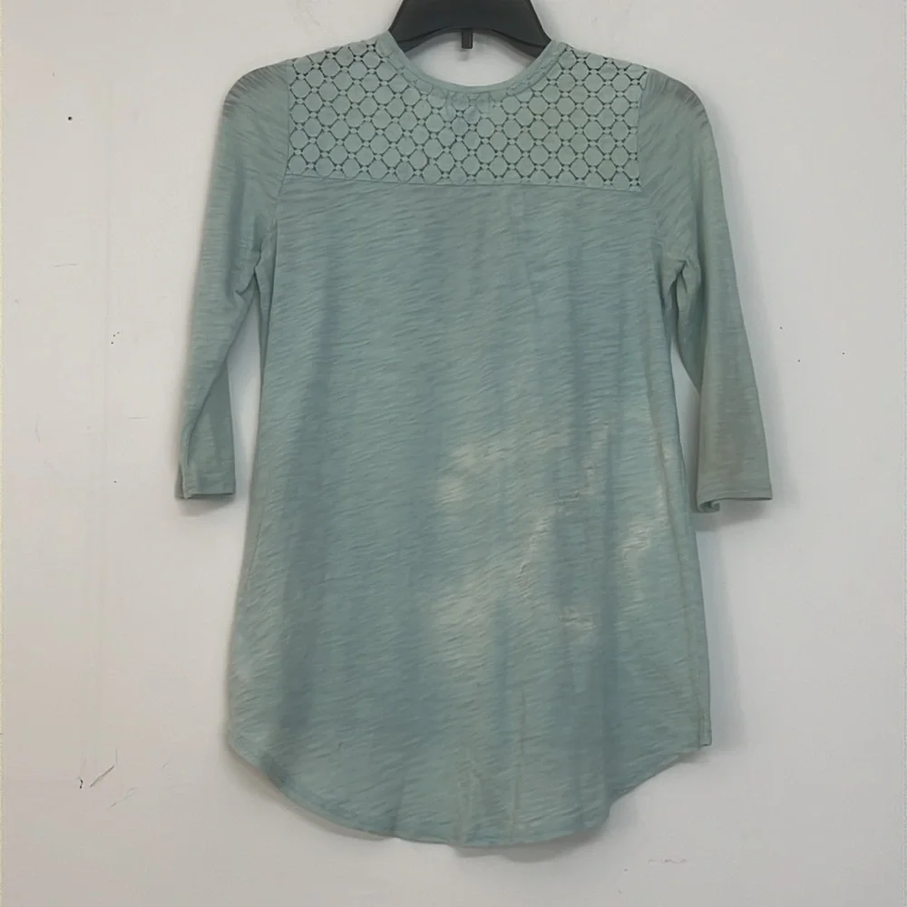 🌞 Old Navy distressed light green lace high low tunic girl XL